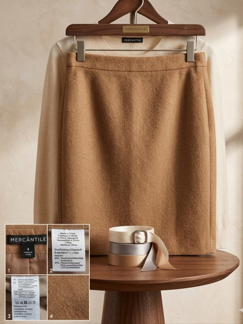 J.Crew Mercantile Wool Mix Lined Career Pencil Skirt - Camel Size 8